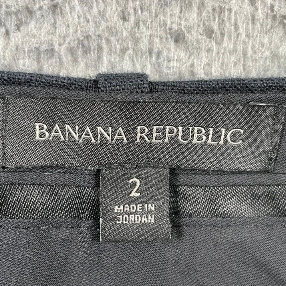 Banana Republic Pants Women 2 Black Linen Wide Leg Pleated Trousers Career